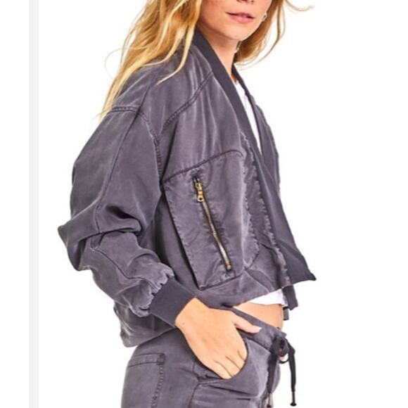 Young Fabulous & Broke The Fara Jacket Cropped Utility Medium Gray Boho Urban - Picture 1 of 14